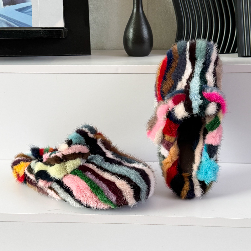 Women Shoes Mules - Women's Mules and Clogs Mink Fur