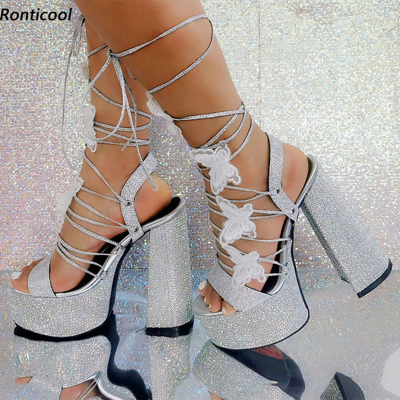 Ronticool New Handmade Women S - Metallic Heel Sandal recension och pris