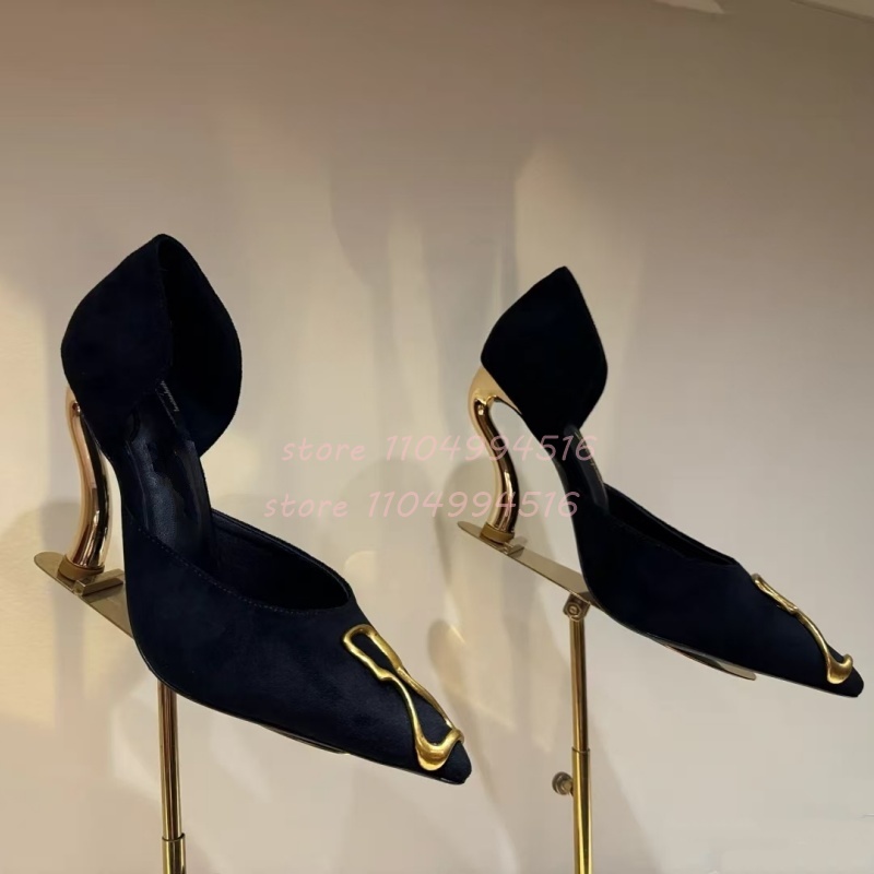 Metal Decor Black Suede Cover  - Women Shoes Model recension och pris