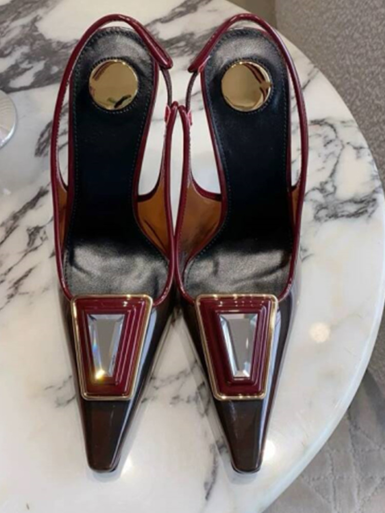 Women's Transparent PVC Square - Metallic Heel Sandal recension och pris