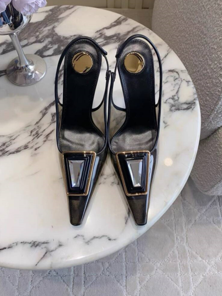 Women's Transparent PVC Square - Metallic Heel Sandal recension och pris