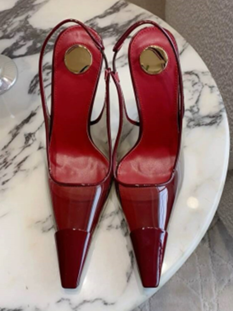 Women's Transparent PVC Square - Metallic Heel Sandal recension och pris
