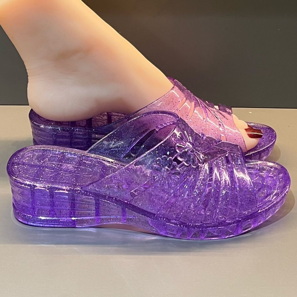 WFashion Purple Glitter Jelly  - Women Shoes Mules recension och pris