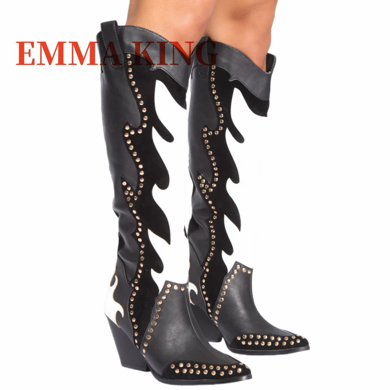 Studded Western Cowboy Boots W - Wide Fit Heels recension och pris